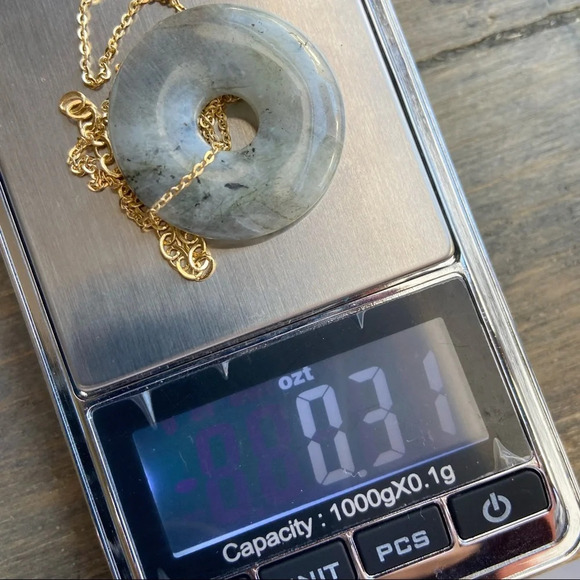 Chunky Labradorite donut silver 925 pendant necklace - Picture 4 of 8